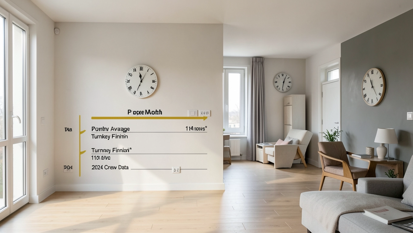 Średni czas wykończenia mieszkania 114 m² pod klucz